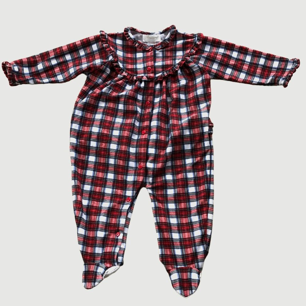 Infant Christmas Plaid Footie Pajama Onesies